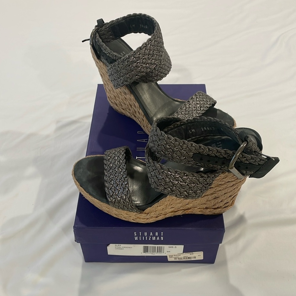 Stuart Weitzman Wedges Worn once 8.5 Silver